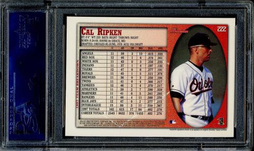 1998 Bowman International #222 Cal Ripken PSA 10 #21087925 - Back