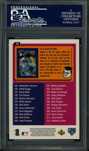 1998 Collector's Choice #022 CL4 McGwire/Ripken [Home plate shaped hologram on back] PSA 10 #24378702 - Back