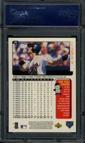 1998 Collector's Choice #040 Cal Ripken [Home plate shaped hologram on back] PSA 10 #21440846 - Back