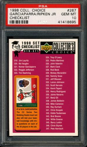 1998 Collector's Choice #267 N.Garciaparra/C.Ripken CL PSA 10 #41418695