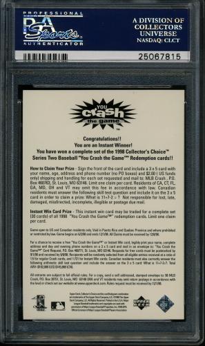 1998 Collector's Choice Crash the Game Instant Win #CG5 Cal Ripken Jr. PSA 9 #25067815 - Back