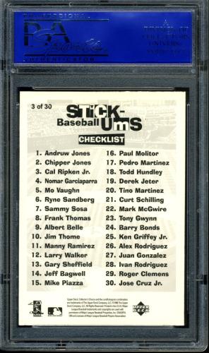 1998 Collector's Choice Stick 'Ums #3 Cal Ripken PSA 10 #30980275 - Back