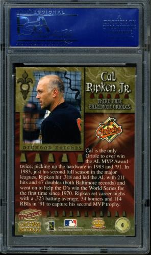 1998 Crown Royale Diamond Knights #4 Cal Ripken PSA 10 #15599564 - Back