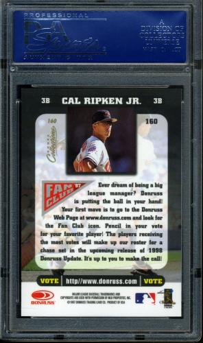 1998 Donruss Collections Donruss #160 Cal Ripken FC PSA 10 #16583652 - Back