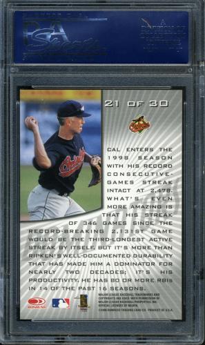 1998 Donruss Dominators #21 Cal Ripken PSA 10 #21128775 - Back