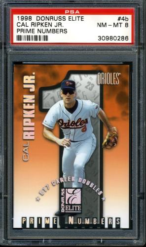 1998 Donruss Elite Prime Numbers #4b Cal Ripken 1 PSA 8 #30980286