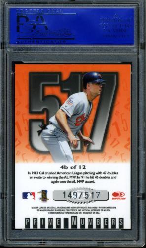 1998 Donruss Elite Prime Numbers #4b Cal Ripken 1 PSA 8 #30980286 - Back