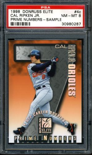 1998 Donruss Elite Prime Numbers Samples #4c Cal Ripken 7 PSA 8 #30980287