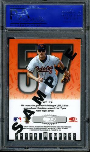 1998 Donruss Elite Prime Numbers Samples #4c Cal Ripken 7 PSA 8 #30980287 - Back