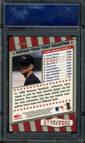 1998 Donruss FANtasy Team #3 Cal Ripken PSA 10 #16776494 - Back