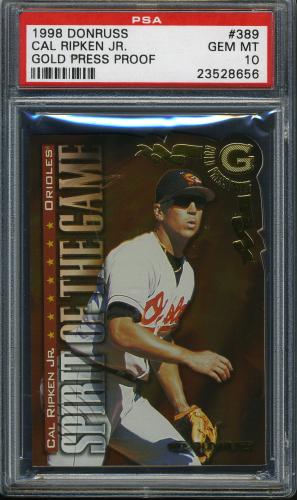 1998 Donruss Gold Press Proofs #389 Cal Ripken SG PSA 10 #23528656