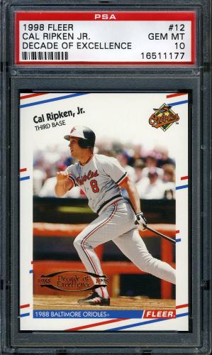 1998 Fleer Tradition Decade of Excellence #12 Cal Ripken PSA 10 #16511177