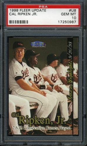 1998 Fleer Tradition Update #U8 Cal Ripken HL PSA 10 #17250987