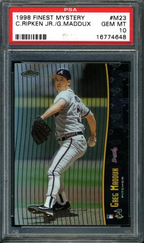 1998 Finest Mystery Finest 1 Refractors [Error] #M23 C.Ripken/G.Maddux [No refractive coating] PSA 10 #16774648