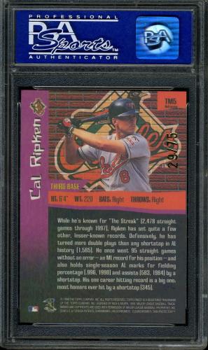 1998 Finest The Man Refractors - No Coating #TM5 Cal Ripken PSA 10 #01129231 - Back