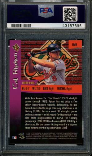 1998 Finest The Man - No Coating #TM5 Cal Ripken PSA 10 #43187695 - Back