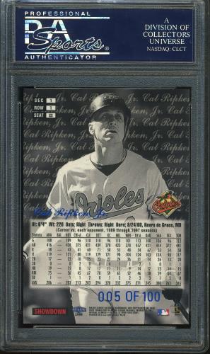 1998 Flair Showcase Legacy Collection Row 1 #8 Cal Ripken PSA 10 #22971693 - Back