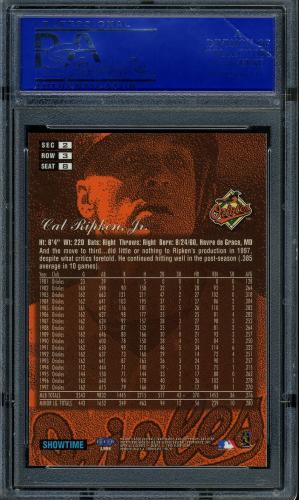 1998 Flair Showcase Row 3 #8 Cal Ripken PSA 10 #90325988 - Back