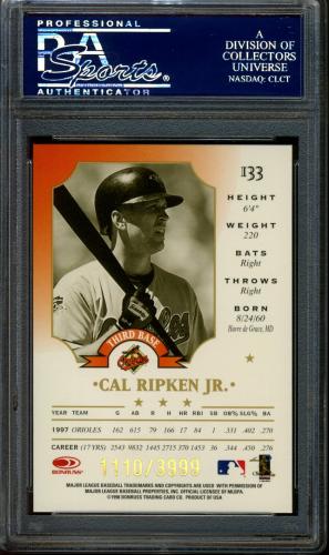 1998 Leaf Fractal Foundations #133 Cal Ripken PSA 10 #22146948 - Back