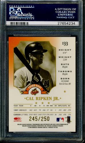 1998 Leaf Fractal Materials #133 Cal Ripken WZ PSA 10 #27654234 - Back