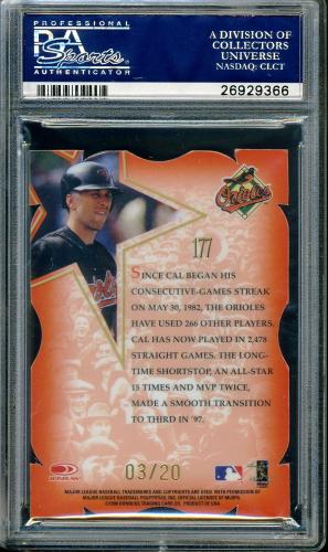 1998 Leaf Fractal Materials Z2 Axis #177 Cal Ripken GLS P PSA 9 #26929366 - Back