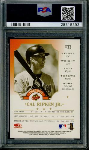 1998 Leaf Fractal Matrix #133 Cal Ripken GX PSA 10 #28318393 - Back