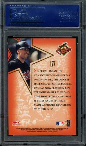 1998 Leaf Fractal Matrix #177 Cal Ripken GLS BX PSA 10 #14359826 - Back