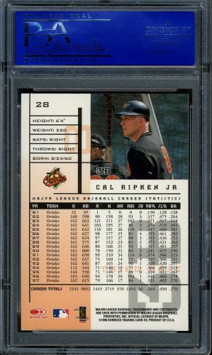 1998 Leaf Rookies and Stars #028 Cal Ripken PSA 10 #81262219 - Back