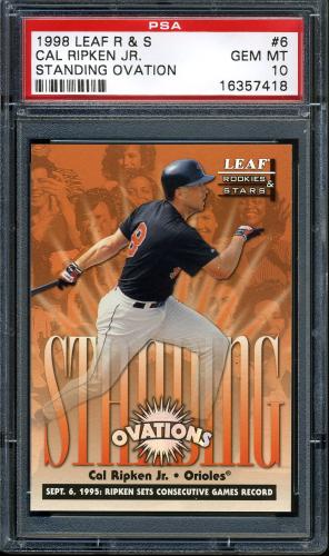 1998 Leaf Rookies and Stars Standing Ovations #6 Cal Ripken PSA 10 #16357418