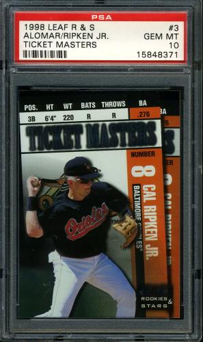 1998 Leaf Rookies and Stars Ticket Masters #3 C.Ripken/R.Alomar PSA 10 #15848371