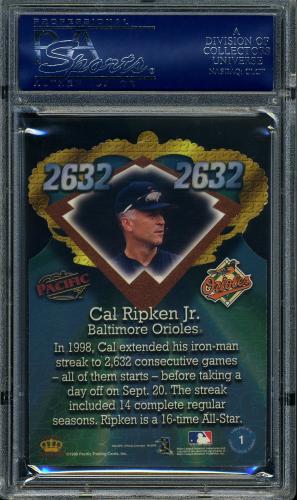 1998 Pacific Home Run History #HRC2 Cal Ripken CHAMP PSA 10 #18378972 - Back