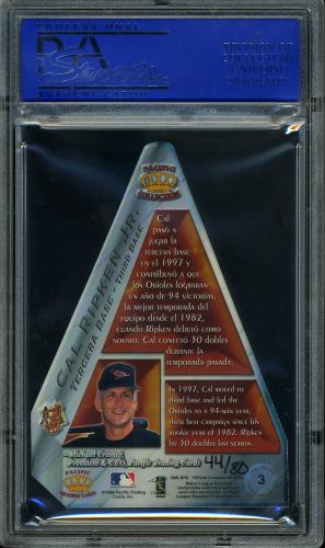 1998 Pacific Invincible Cramer's Choice Dark Blue #3 Cal Ripken PSA 9 #11786419 - Back