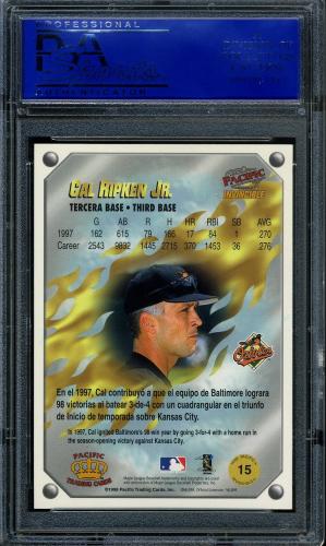 1998 Pacific Invincible Gems of the Diamond #15 Cal Ripken PSA 10 #30839788 - Back
