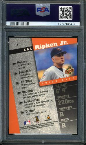 1998 Pinnacle Inside Diamond Edition #008 Cal Ripken PSA 9 #72676843 - Back