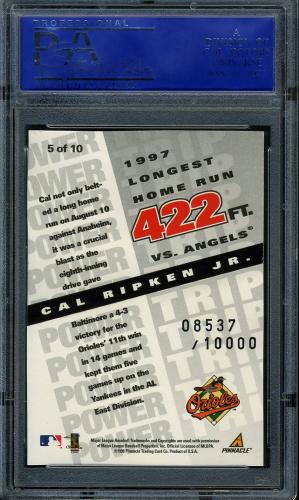 1998 Pinnacle Performers Power Trip #5 Cal Ripken PSA 10 #31474372 - Back
