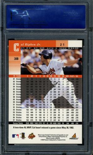 1998 Pinnacle Plus #021 Cal Ripken PSA 10 #81725713 - Back