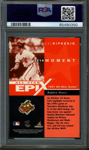 1998 Pinnacle Plus All-Star Epix #14 Cal Ripken MOM PSA 9 #65490350 - Back