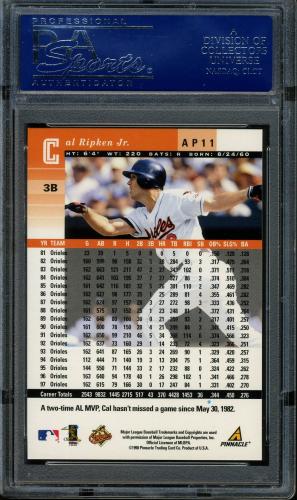 1998 Pinnacle Plus Artist's Proofs #AP11 Cal Ripken PSA 10 #15848372 - Back