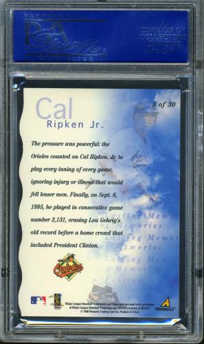 1998 Pinnacle Plus Lasting Memories #8 Cal Ripken [Indentation on card front] PSA 10 #15586024 - Back