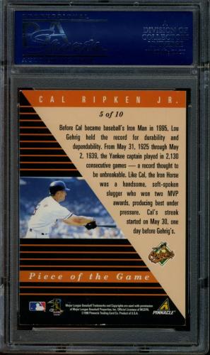 1998 Pinnacle Plus Piece of the Game #5 Cal Ripken PSA 9 #20379233 - Back