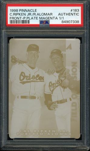 1998 Pinnacle Press Plates #183 C.Ripken/R.Alomar FV (Front - Black) PSA Authentic #84907338