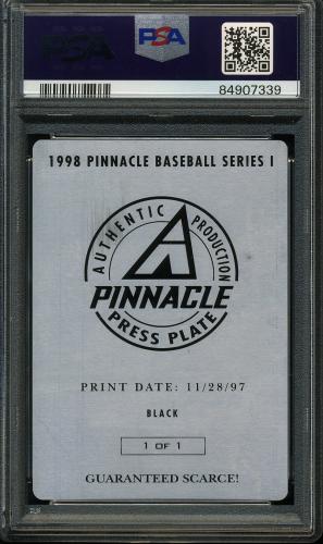 1998 Pinnacle Press Plates #S44 Cal Ripken SPELL C (Front - Black) PSA Authentic #84907339 - Back