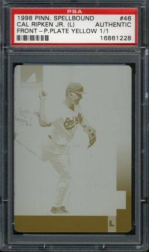 1998 Pinnacle Press Plates #S46 Cal Ripken SPELL L (Front - Yellow) PSA Authentic #16861228
