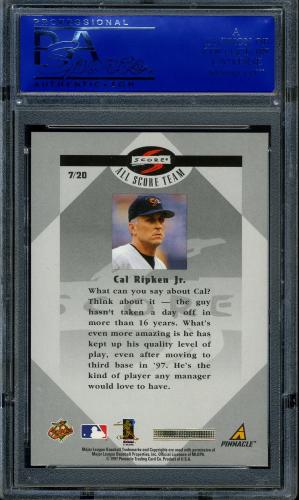 1998 Score All Score Team #7 Cal Ripken PSA 10 #30980306 - Back