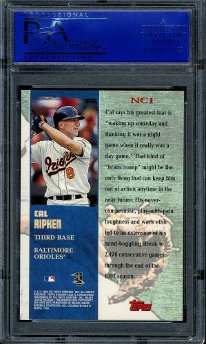 1998 Stadium Club Never Compromise #NC1 Cal Ripken PSA 10 #30980316 - Back