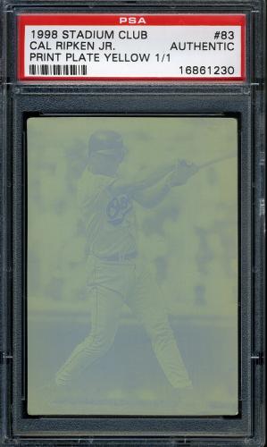 1998 Stadium Club Printing Plates Yellow #83 Cal Ripken PSA Authentic #16861230