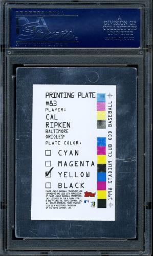 1998 Stadium Club Printing Plates Yellow #83 Cal Ripken PSA Authentic #16861230 - Back
