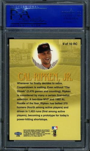 1998 Sports Illustrated Then and Now Road to Cooperstown #9 Cal Ripken PSA 9 #30980314 - Back