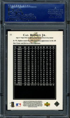 1998 SP Authentic #55 Cal Ripken PSA 10 #16425483 - Back