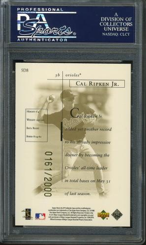 1998 SP Authentic Sheer Dominance Gold #SD8 Cal Ripken PSA 10 #23020844 - Back